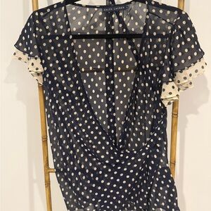 Ralph Lauren Blue Wrap Backless Blouse